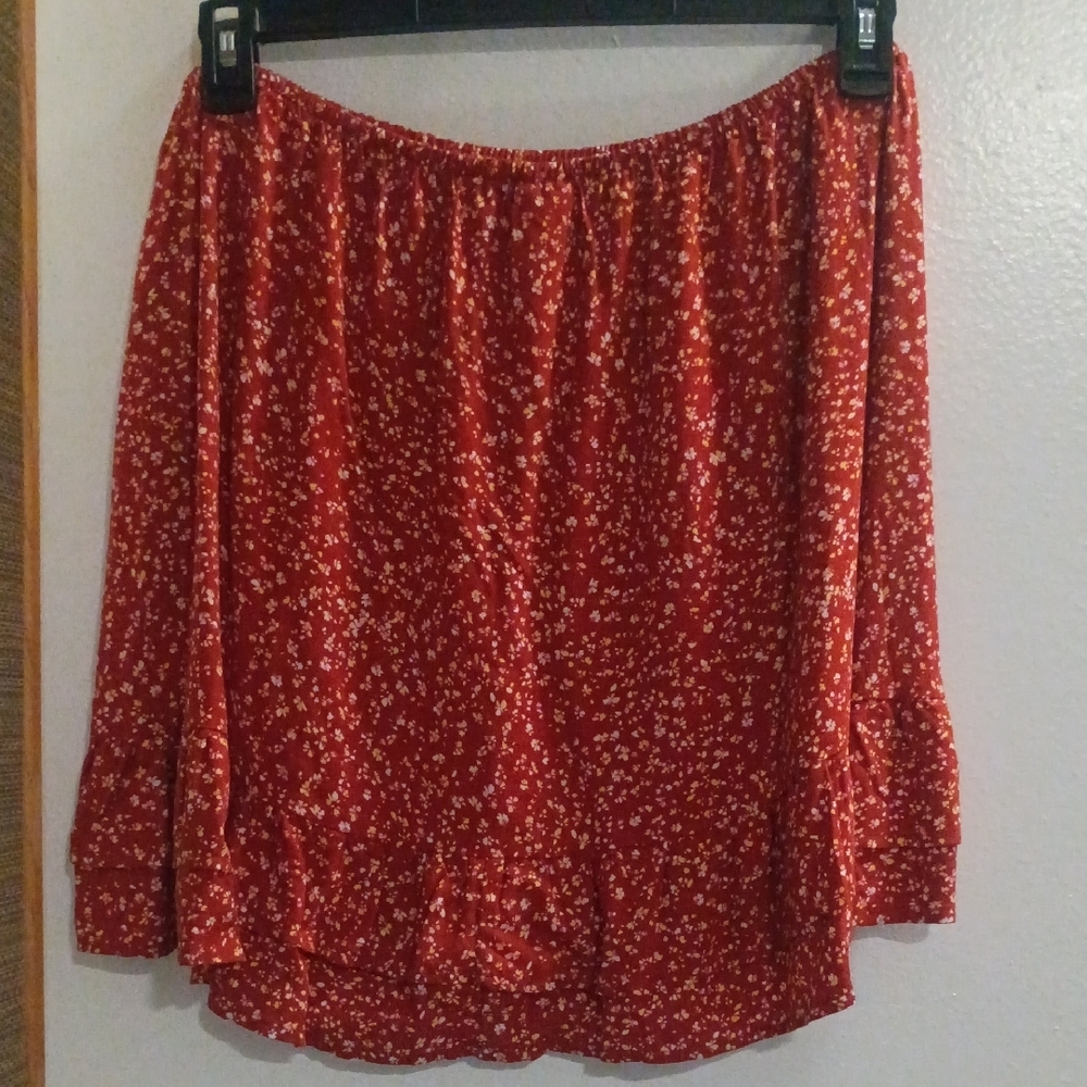 No Boundaries Red Floral Skirt Set